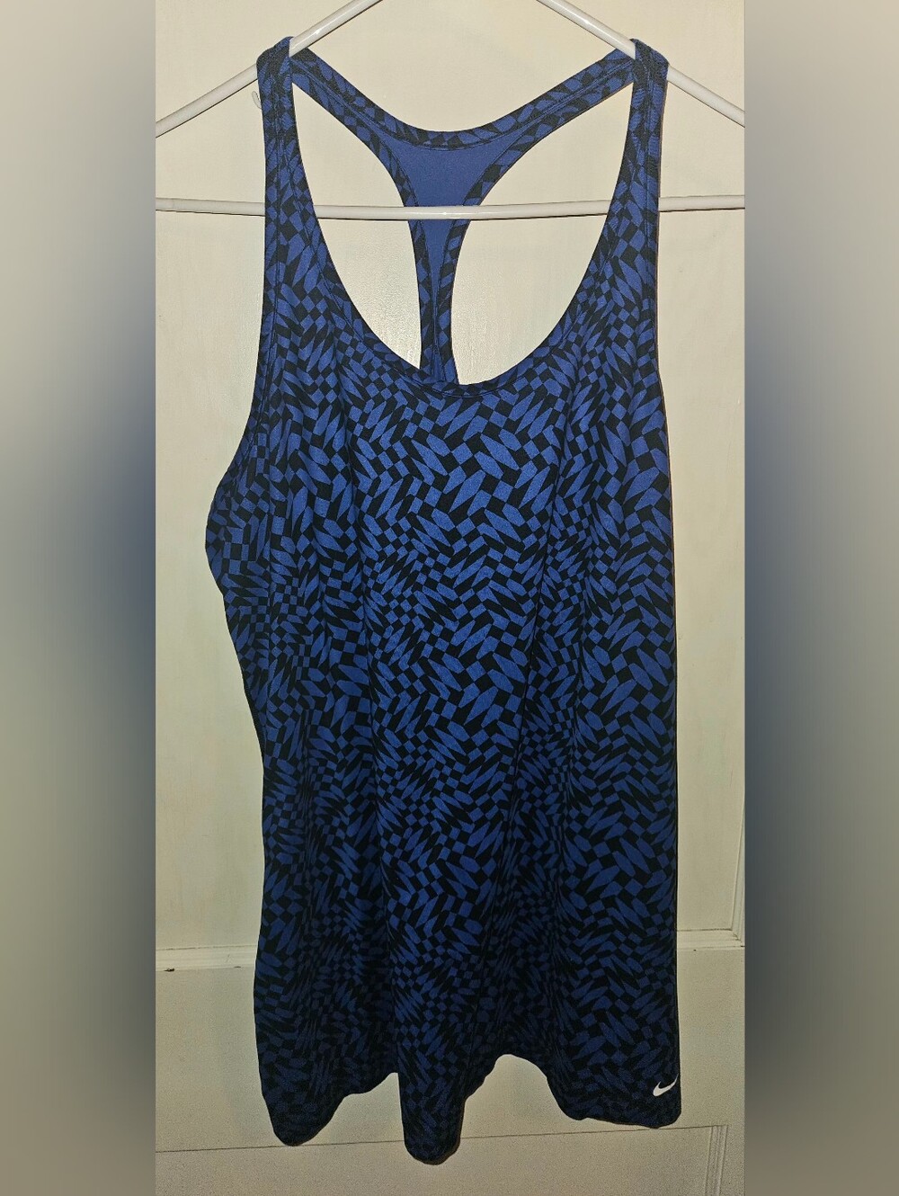 Nike Blue and Black Geometric Racerback Top Size Large